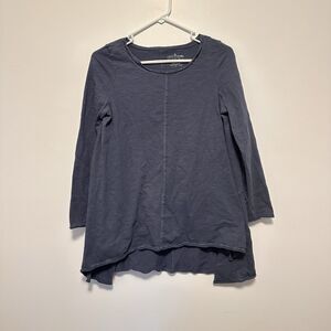 Neon Buddah Womens Tunic Top Sz S Cotton Blend Long Sleeve Blue Crew Lagenlook